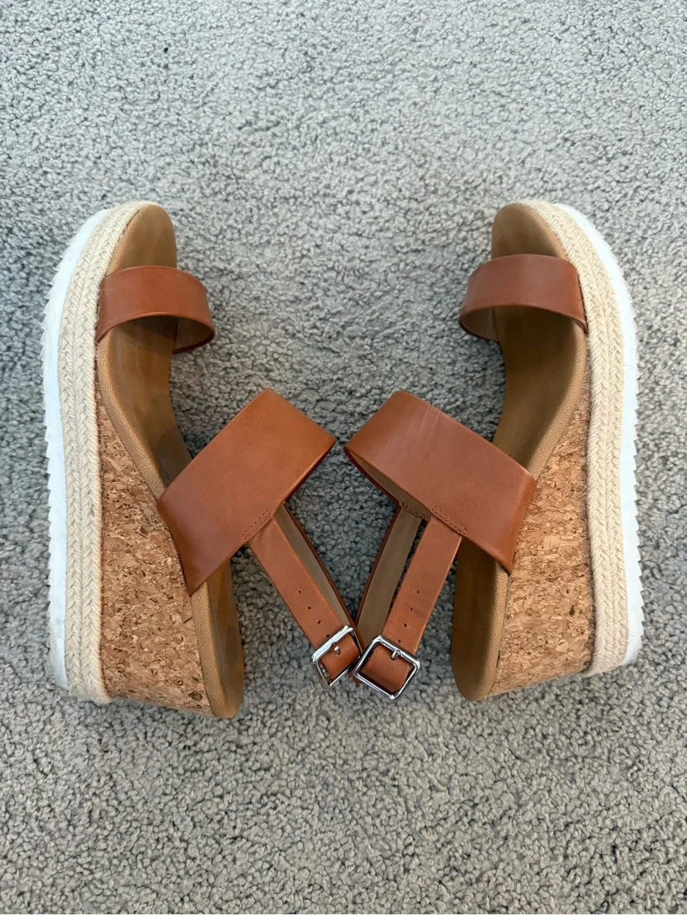 Report Cork Platform Wedge Sandals in Brown